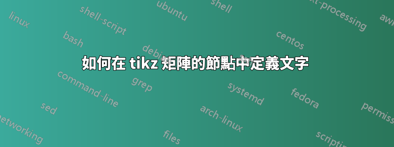 如何在 tikz 矩陣的節點中定義文字
