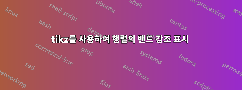 tikz를 사용하여 행렬의 밴드 강조 표시