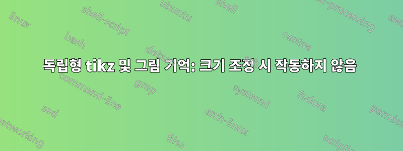 독립형 tikz 및 그림 기억: 크기 조정 시 작동하지 않음