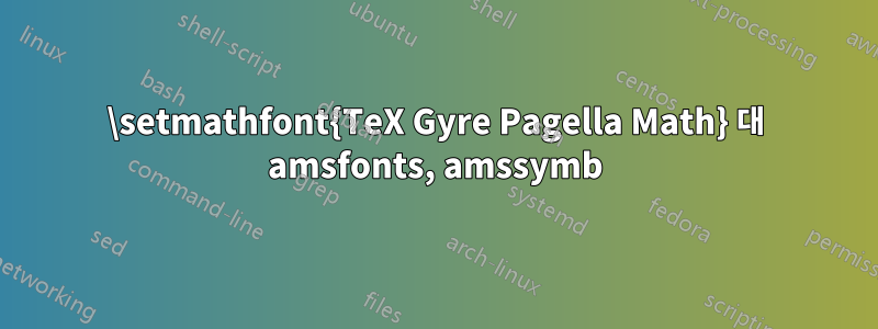 \setmathfont{TeX Gyre Pagella Math} 대 amsfonts, amssymb