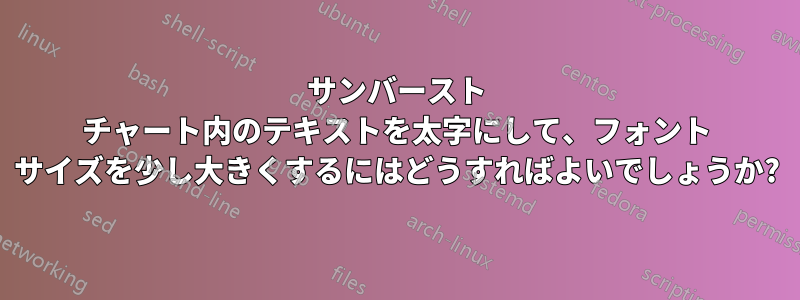 サンバースト チャート内のテキストを太字にして、フォント サイズを少し大きくするにはどうすればよいでしょうか?