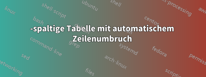 2-spaltige Tabelle mit automatischem Zeilenumbruch