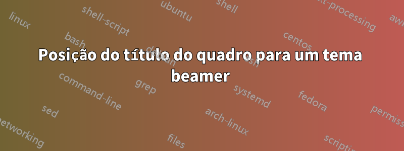 Posição do título do quadro para um tema beamer