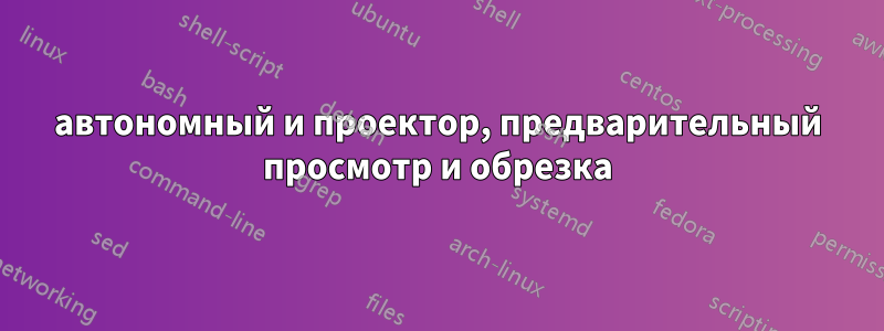 автономный и проектор, предварительный просмотр и обрезка