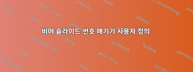 비머 슬라이드 번호 매기기 사용자 정의