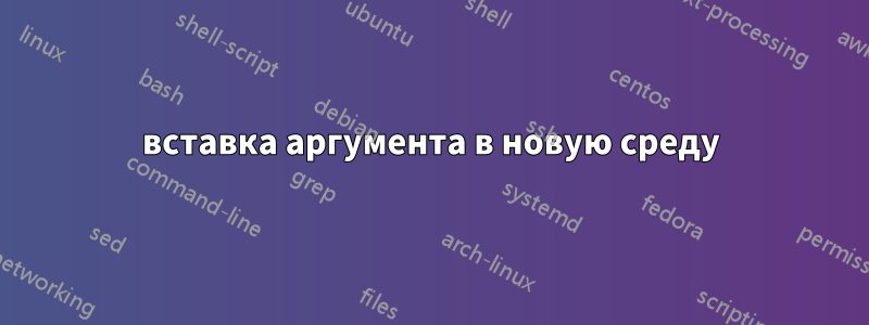 вставка аргумента в новую среду