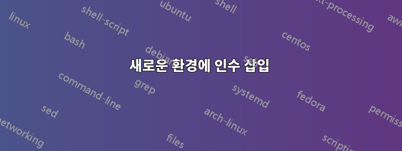새로운 환경에 인수 삽입