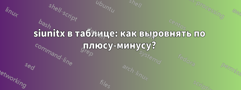 siunitx в таблице: как выровнять по плюсу-минусу?