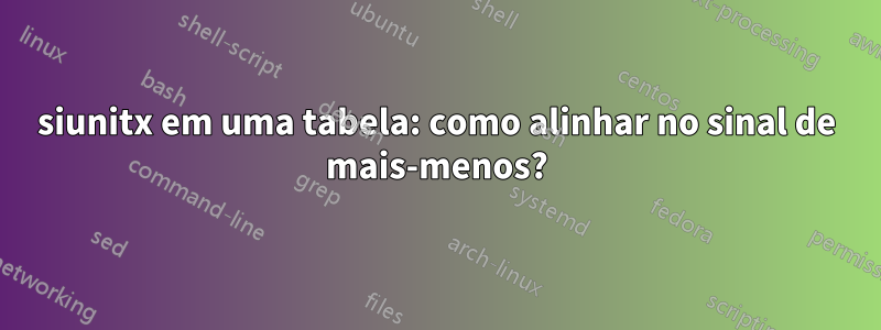 siunitx em uma tabela: como alinhar no sinal de mais-menos?