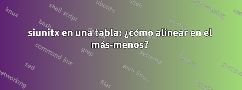 siunitx en una tabla: ¿cómo alinear en el más-menos?