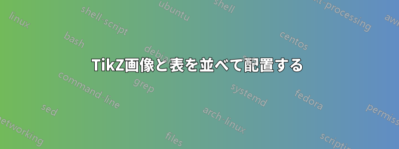 TikZ画像と表を並べて配置する