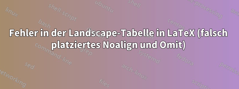 Fehler in der Landscape-Tabelle in LaTeX (falsch platziertes Noalign und Omit)