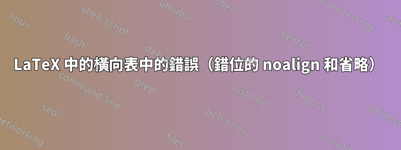 LaTeX 中的橫向表中的錯誤（錯位的 noalign 和省略）