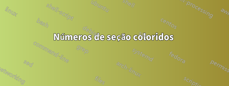 Números de seção coloridos