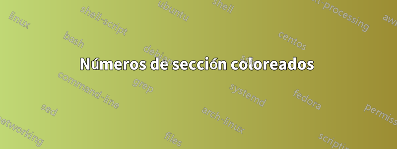 Números de sección coloreados