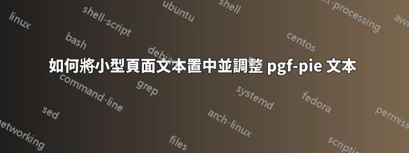 如何將小型頁面文本置中並調整 pgf-pie 文本