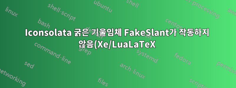 Iconsolata 굵은 기울임체 FakeSlant가 작동하지 않음(Xe/LuaLaTeX)