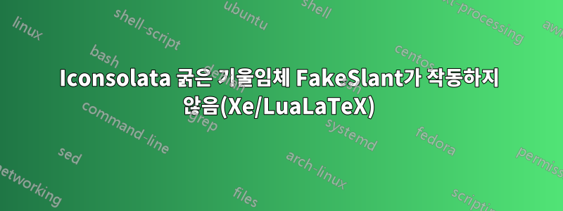 Iconsolata 굵은 기울임체 FakeSlant가 작동하지 않음(Xe/LuaLaTeX)