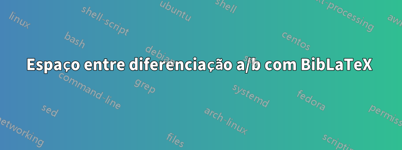 Espaço entre diferenciação a/b com BibLaTeX