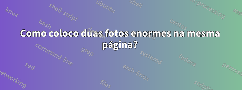 Como coloco duas fotos enormes na mesma página?