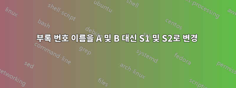부록 번호 이름을 A 및 B 대신 S1 및 S2로 변경