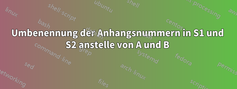 Umbenennung der Anhangsnummern in S1 und S2 anstelle von A und B