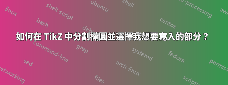 如何在 TikZ 中分割橢圓並選擇我想要寫入的部分？
