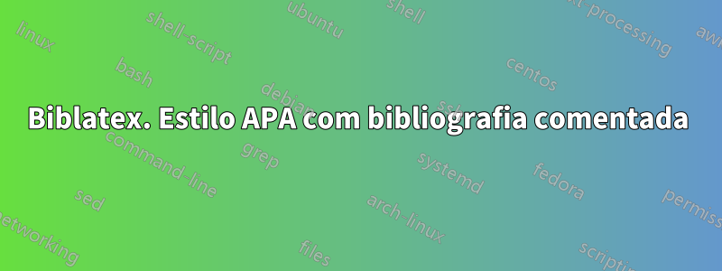 Biblatex. Estilo APA com bibliografia comentada