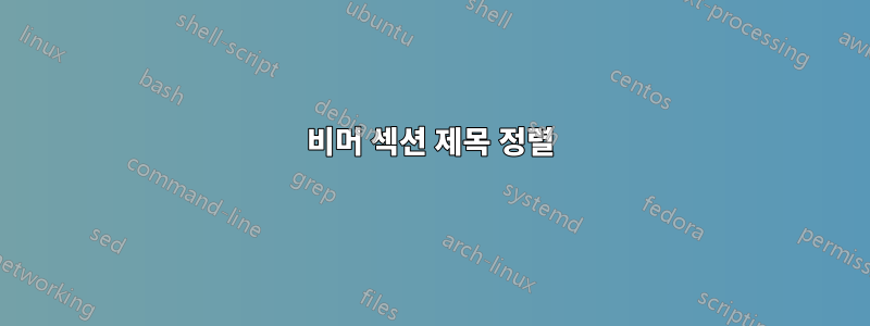 비머 섹션 제목 정렬