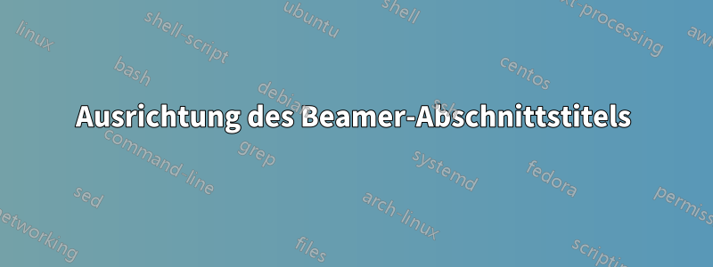 Ausrichtung des Beamer-Abschnittstitels