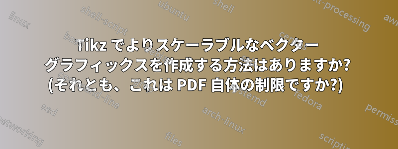 Tikz でよりスケーラブルなベクター グラフィックスを作成する方法はありますか? (それとも、これは PDF 自体の制限ですか?) 
