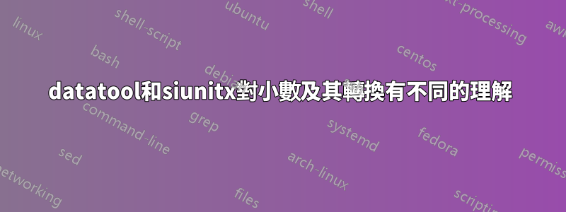 datatool和siunitx對小數及其轉換有不同的理解