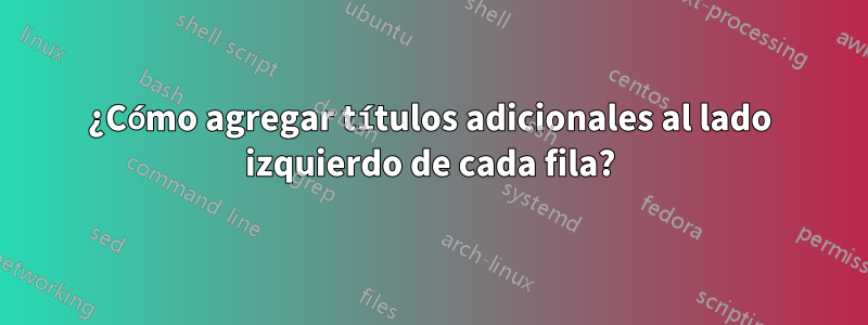 ¿Cómo agregar títulos adicionales al lado izquierdo de cada fila?