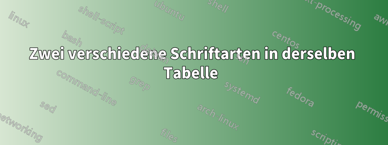 Zwei verschiedene Schriftarten in derselben Tabelle 