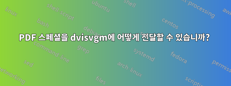 PDF 스페셜을 dvisvgm에 어떻게 전달할 수 있습니까?