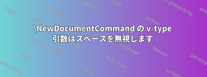 \NewDocumentCommand の v-type 引数はスペースを無視します