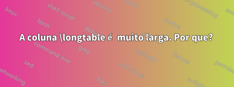 A coluna \longtable é muito larga. Por que?