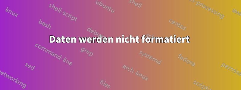 Daten werden nicht formatiert