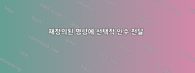 재정의된 명령에 선택적 인수 전달 