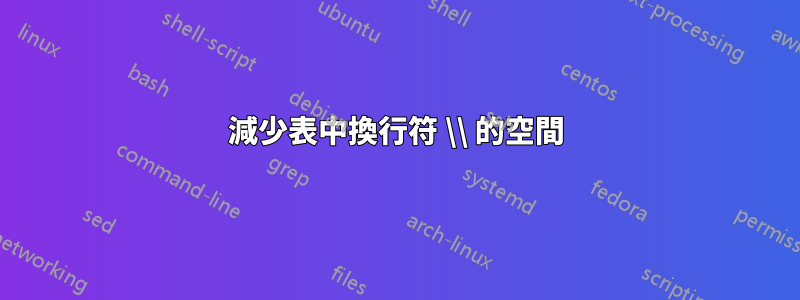 減少表中換行符 \\ 的空間