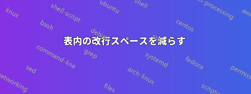 表内の改行スペースを減らす