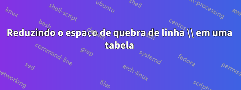 Reduzindo o espaço de quebra de linha \\ em uma tabela