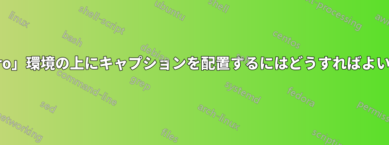 「quadro」環境の上にキャプションを配置するにはどうすればよいですか?