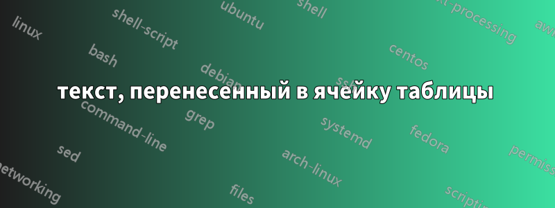 текст, перенесенный в ячейку таблицы