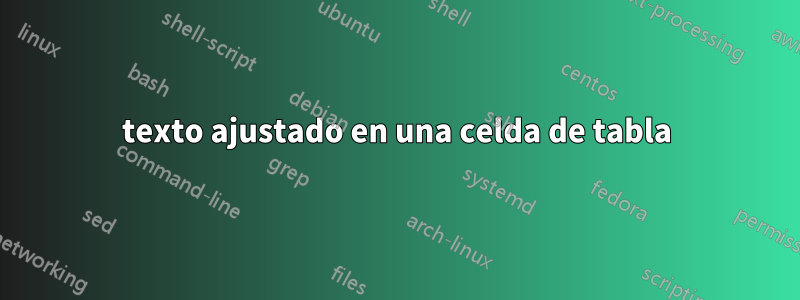 texto ajustado en una celda de tabla