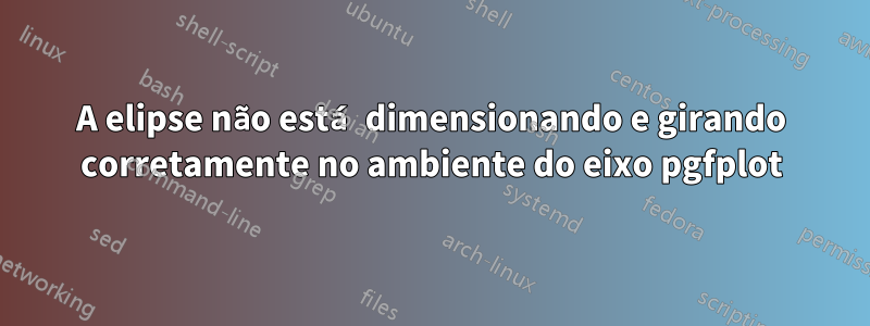 A elipse não está dimensionando e girando corretamente no ambiente do eixo pgfplot