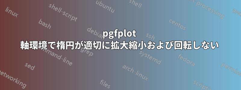 pgfplot 軸環境で楕円が適切に拡大縮小および回転しない