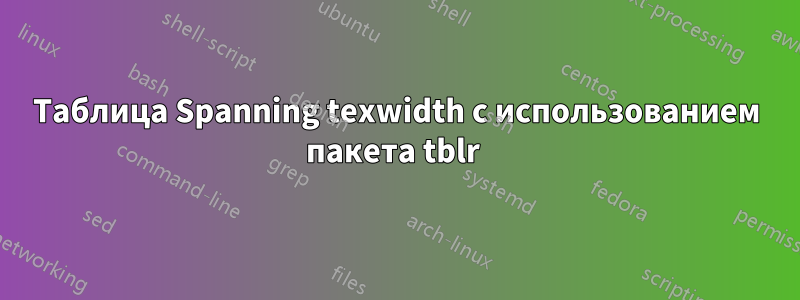 Таблица Spanning texwidth с использованием пакета tblr 