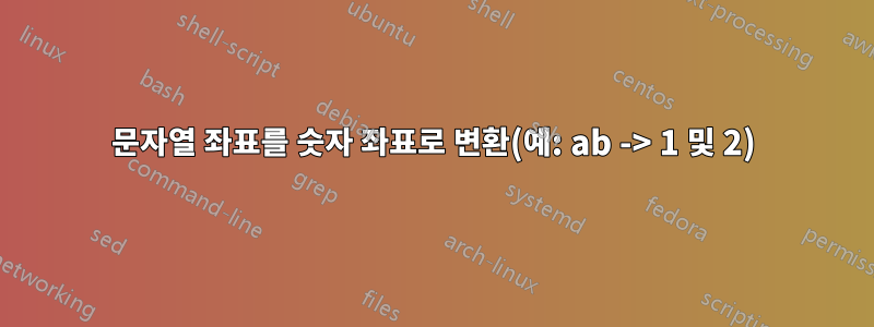 문자열 좌표를 숫자 좌표로 변환(예: ab -> 1 및 2)