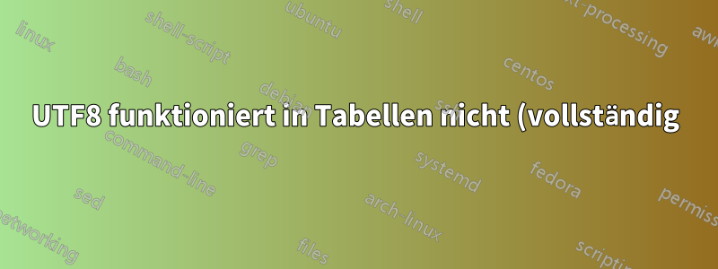 UTF8 funktioniert in Tabellen nicht (vollständig)